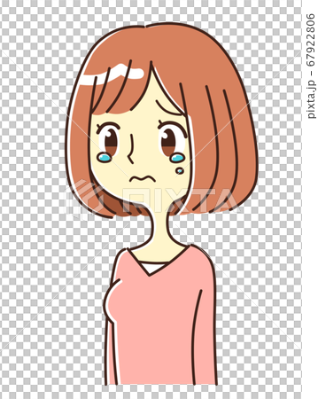 若い女性　表情　泣く　イラスト 67922806