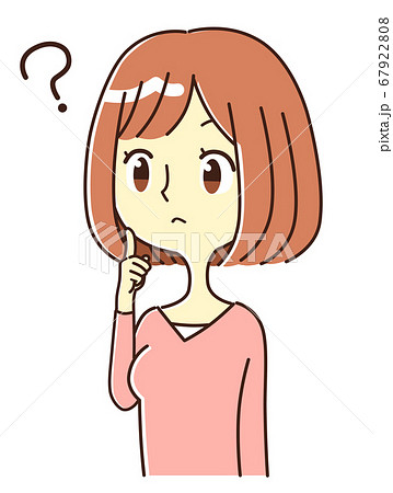 若い女性　表情　疑問　？　イラスト 67922808