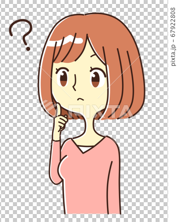 若い女性　表情　疑問　？　イラスト 67922808