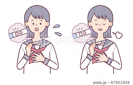 妊娠検査薬 学生 表情セット2のイラスト素材