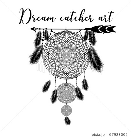 Hand drawn indian dreamcatcher with feathers. Vector illustration. Ethnic design, boho chic, tribal symbol. Hand drawn indian dreamcatcher with feathers. Vector illustration. Ethnic design, boho chic, tribal symbol. 67923002