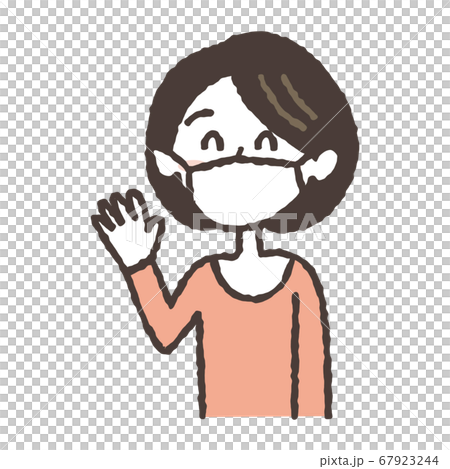 マスクをして笑顔の女性のイラストのイラスト素材 マスクをして笑顔の女性のイラストのイラスト素材
