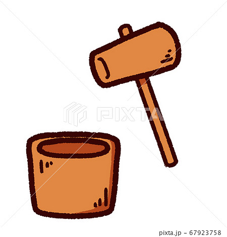シンプルな杵と臼のイラスト素材