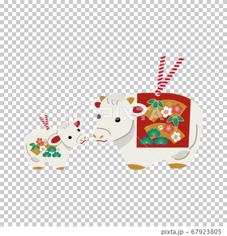 2021年新年賀卡狗年圓環牛肉父母子女 67923805