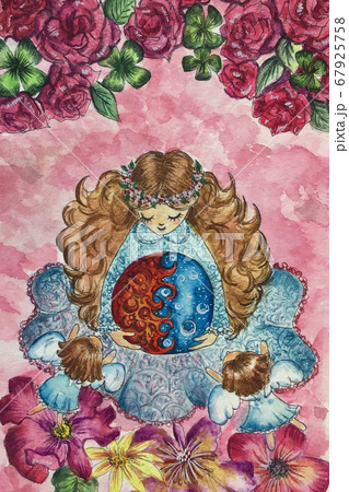 優しい女の子のイラスト素材