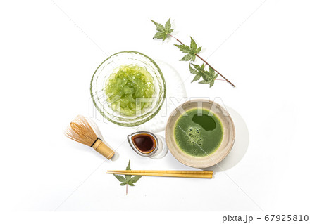 抹茶のくずきり　kudzu starch noodles japanese dessert 67925810