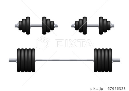 barbell and dumbbells isolated 67926323