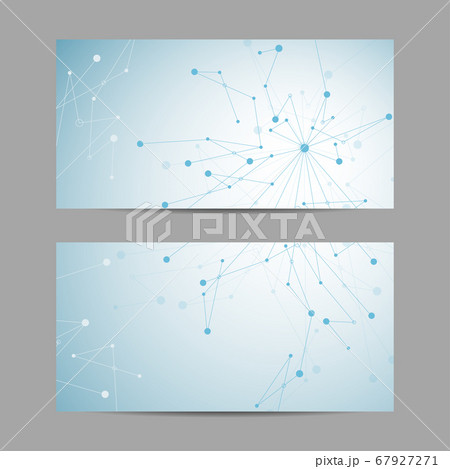 Set of horisontal banners. Geometric pattern with connected lines and dots. 67927271