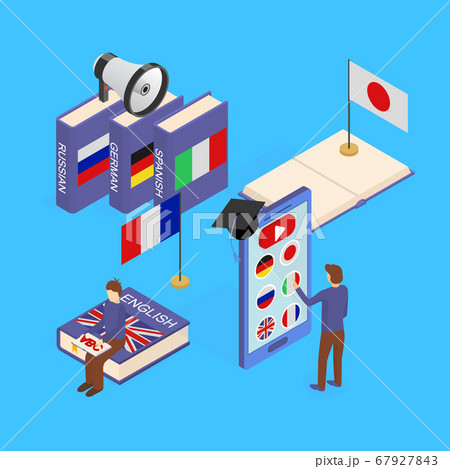 Language School Infographics Concept 3d Isometric View. Vector Language School Infographics Concept 3d Isometric View. Vector 67927843