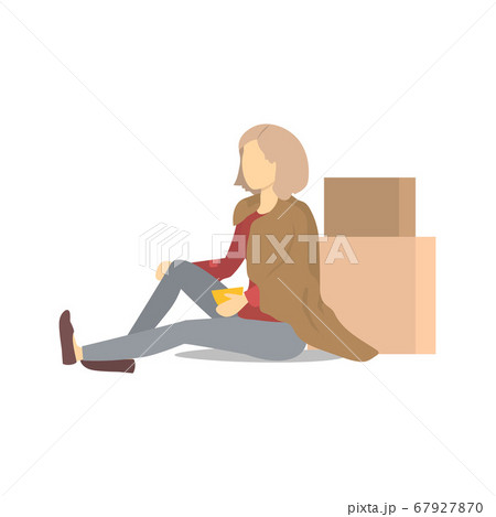 Cartoon Color Character Homeless Person with Cover. Vector Cartoon Color Character Homeless Person with Cover. Vector 67927870