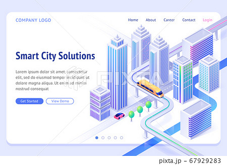 Vector landing page of smart city solutions 67929283