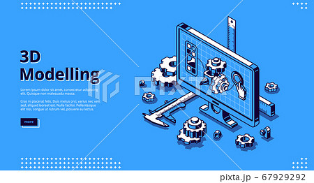 3d Modelling Isometric Landing Page Cad Modelのイラスト素材