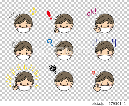 Boy 01_06 (masked facial expression set) - Stock Illustration [67930141 ...