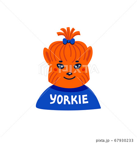 Happy cartoon puppy portrait on white background. 67930233