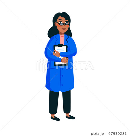 Female Scientist. Afro american woman in a blue 67930281