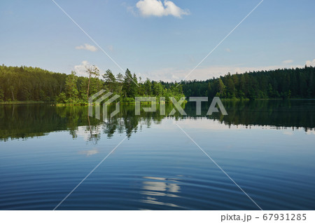 Clean lake on forest 67931285