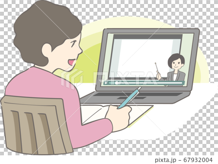 動画でセミナーを受講する女性 67932004