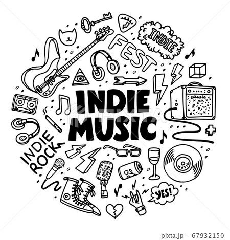 Indie rock circle composition. Black and white 67932150