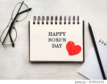Boss's day. Greeting card. Close-up, view from Boss's day. Greeting card. Close-up, view from 67932541