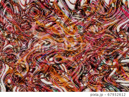 Chaotic mosaic background with intertwining waves and ovals collected from convex red, pink, white, orange,brown blocks 67932612