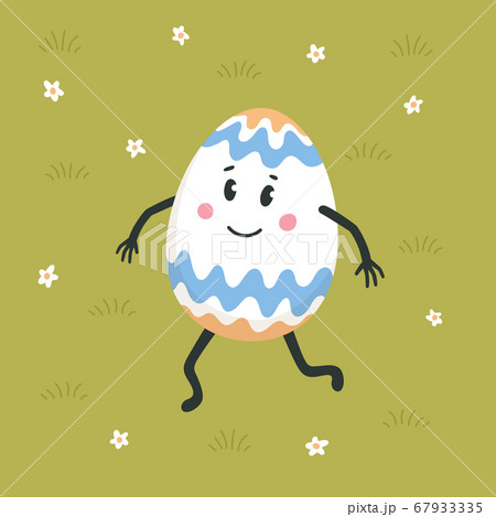 Happy easter greeting card. Colored egg with cute 67933335