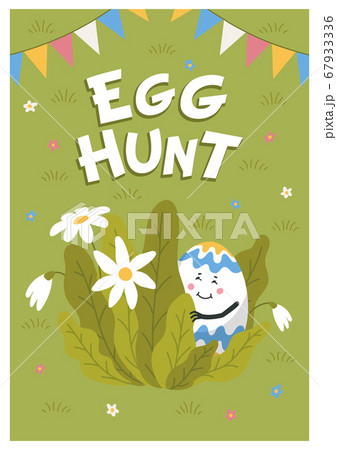 Happy easter poster. Colored egg with cute face 67933336