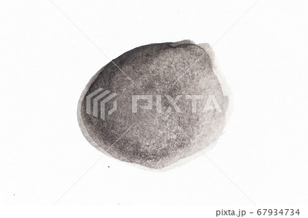 Black color watercolor handdrawing as round brush or banner on white paper background 67934734
