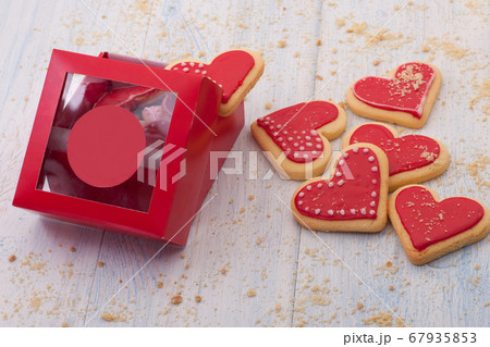 cookies in the shape of hearts on Valentine's Day 67935853