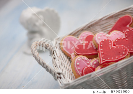 cookies in the shape of hearts on Valentine's Day 67935900