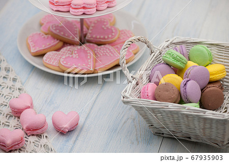 cookies in the shape of hearts on Valentine's Day 67935903
