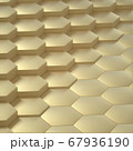 Abstract image of a background of Golden hexagons close up different level 3D image 67936190