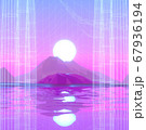 Abstract image of a view of the sea and mountains through the web of time fantasy 3D image 67936194