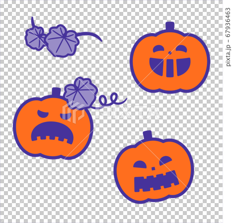 ハロウィンかぼちゃオバケセット 2色のイラスト素材