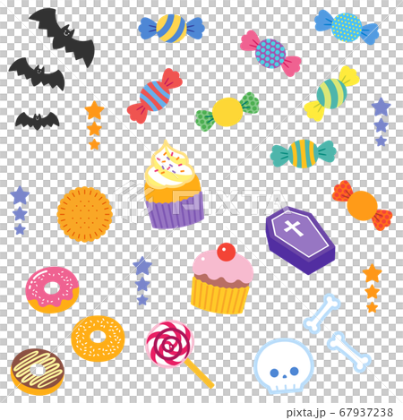 ハロウィンパーティーのお菓子や飾りパーツセット/線なし ハロウィンパーティーのお菓子や飾りパーツセット/線なし 67937238