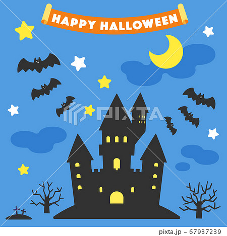 ハロウィン・夜の不気味なお城セット/線なし ハロウィン・夜の不気味なお城セット/線なし 67937239