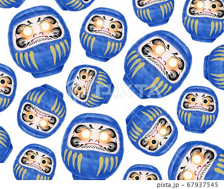 青のだるまの模様 水彩風イラストのイラスト素材 [67937545] - PIXTA