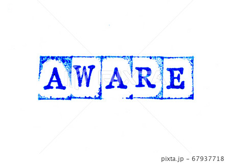 Blue ink of rubber stamp in word aware on white paper background Blue ink of rubber stamp in word aware on white paper background 67937718