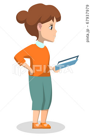 Child with Book, Female Character at School Vector Child with Book, Female Character at School Vector 67937979