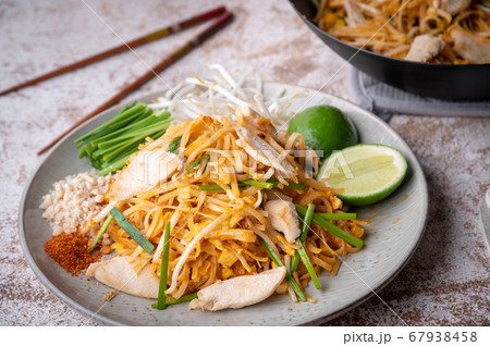 pan fried chicken pad thai with lime pan fried chicken pad thai with lime 67938458