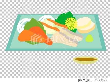 簡單而優雅的日本生魚片拼盤的插圖 67939522