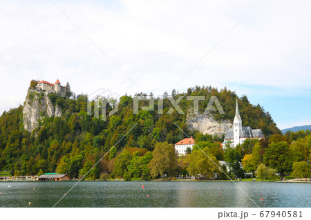 Medieval Bled castle above Lake Bled in Slovenia. 67940581