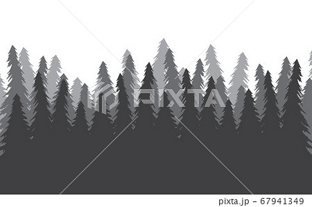 Vector Black Sketch Spruce Tree Forest Silhouetteのイラスト素材