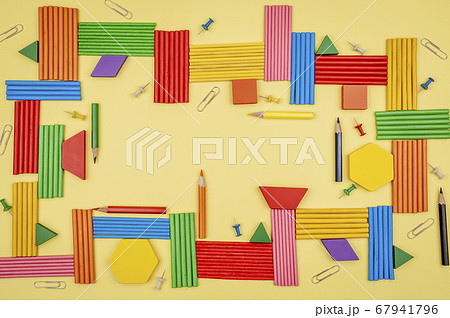 Abstraction with stationery and geometric Abstraction with stationery and geometric 67941796