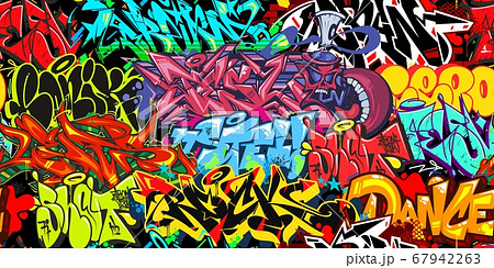 Colorful Graffiti Street Art Seamless Pattern のイラスト素材