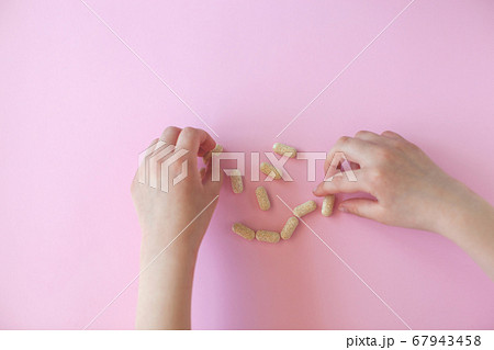 Pills in a hands. Pills in a hands. 67943458