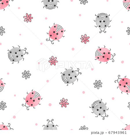 Seamless ladybugs and flowers pattern Seamless ladybugs and flowers pattern 67943961
