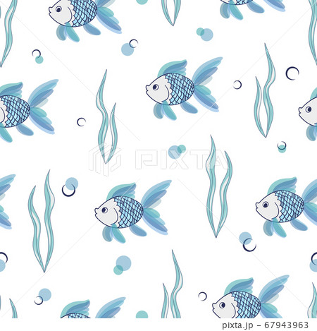 Seamless blue fish pattern. 67943963