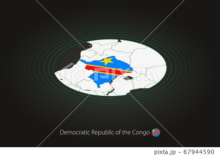 Congo-Kinshasa map in dark color, oval map with 67944590