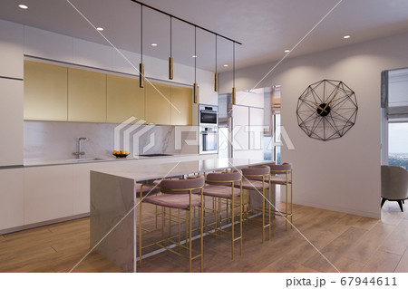 3D illustration of a kitchen with day lighting. 67944611