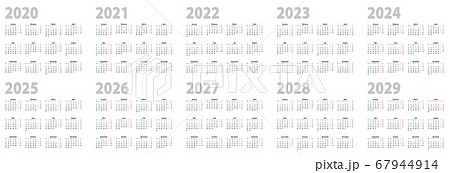 Calendar set in basic design for 2020, 2021, 2022, 67944914